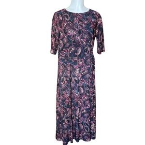 Anne Klein black paisley print midi dress sz 4
